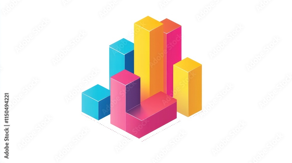 a colorful bar chart clipart, business graph element, 3D isometric illustration, vibrant, isolated on white background a colorful bar chart clipart, business graph element, 3D isometric illustration, vibrant, isolated on white background
