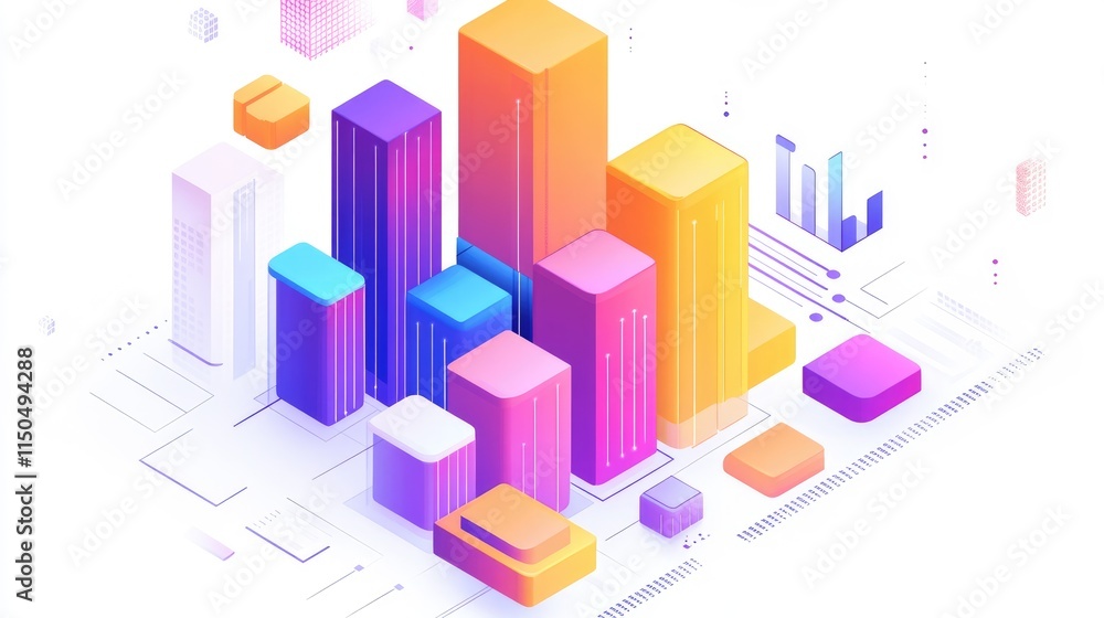 a colorful bar chart clipart, business graph element, 3D isometric illustration, vibrant, isolated on white background a colorful bar chart clipart, business graph element, 3D isometric illustration, vibrant, isolated on white background