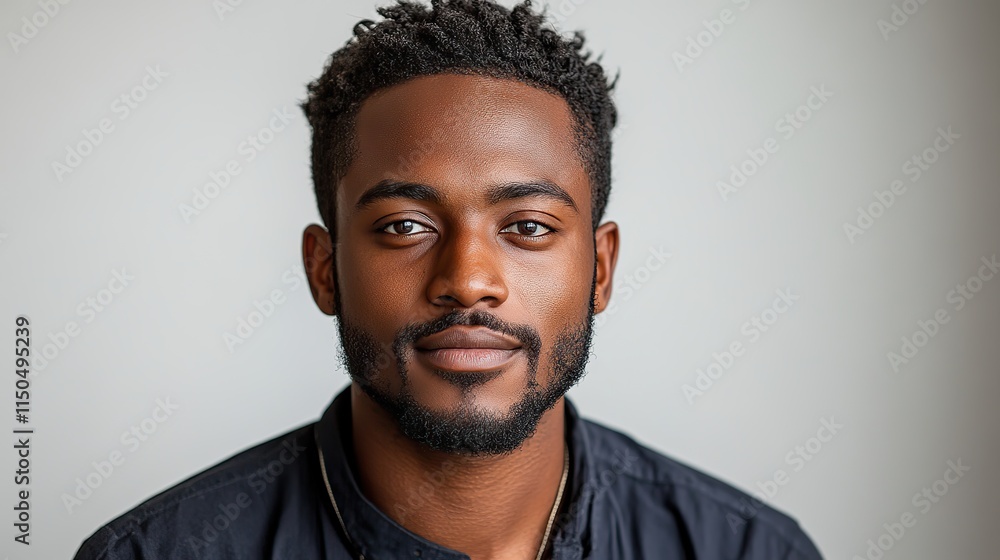Obraz premium A portrait of a black man working as a call center agent for a telecom company, providing technical support, advice, and customer service on a white background