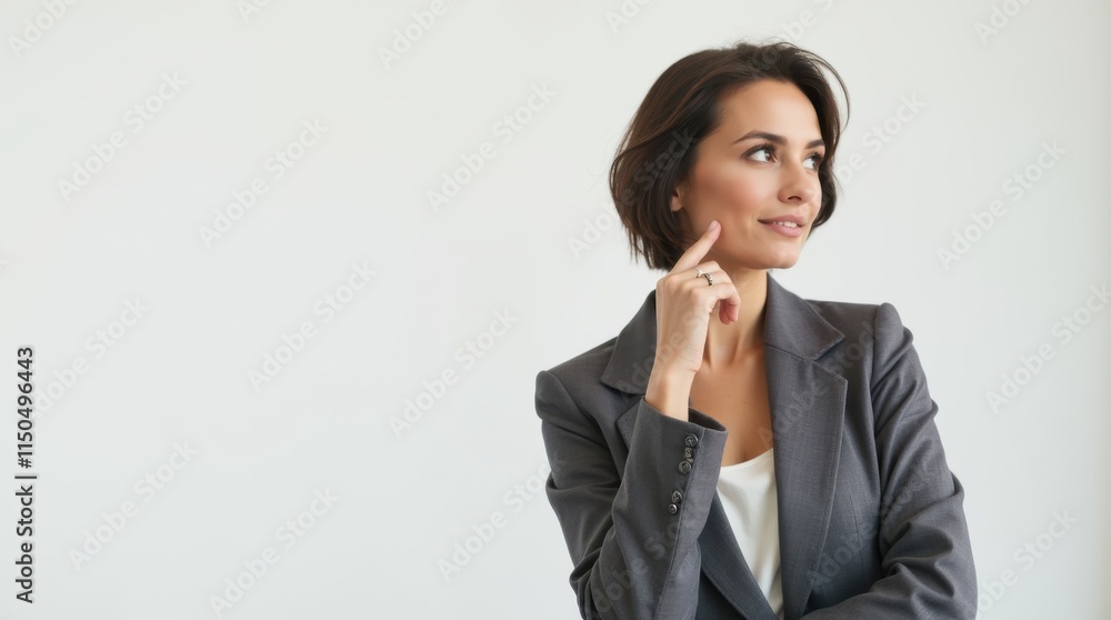 Pensive Woman Against White Background Pensive Woman Against White Background