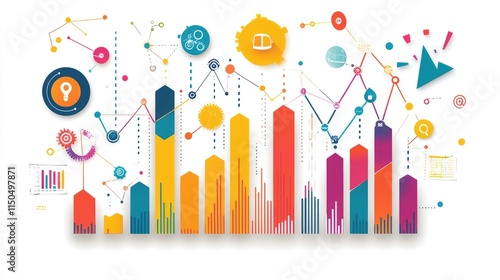 a creative infographic chart clipart, business concept element, vector style, multicolor palette, isolated on white background