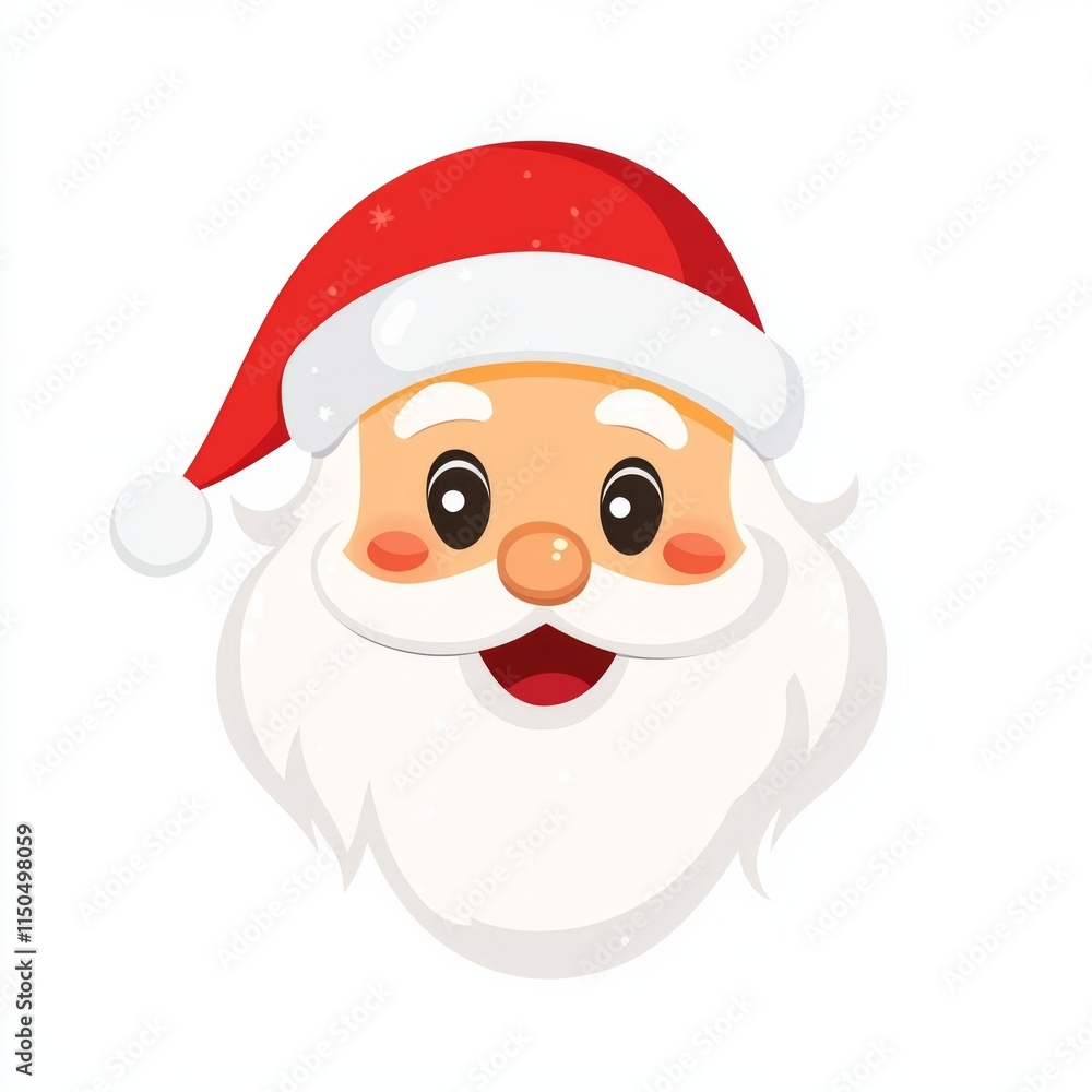 Cheerful Santa Claus face with red hat and white beard celebrating Christmas Cheerful Santa Claus face with red hat and white beard celebrating Christmas