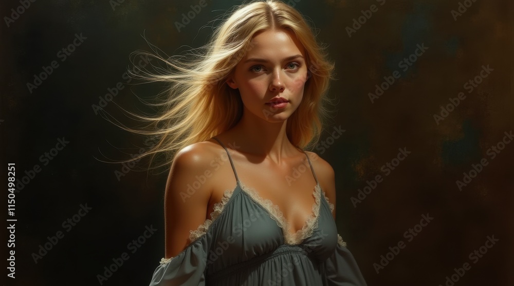 Fototapeta premium Impressionistic Portrait of a Woman with Blonde Hair