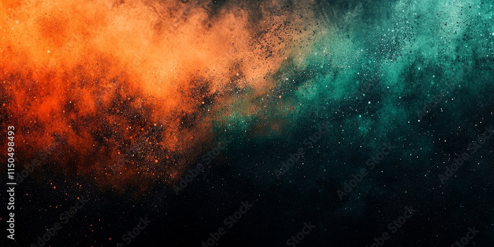 Noisy orange teal green black abstract grainy background, vibrant color shape black dark backdrop, noise texture header banner poster design, Generative AI Noisy orange teal green black abstract grainy background, vibrant color shape black dark backdrop, noise texture header banner poster design, Generative AI