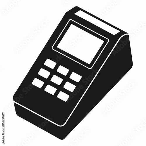 Electronic Payment Terminal Bank Vector Silhouette