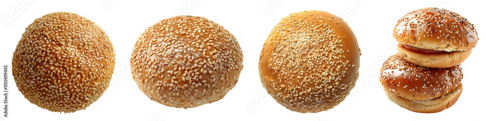 Collection of sesame seed hamburgers bun isolated on white background Collection of sesame seed hamburgers bun isolated on white background