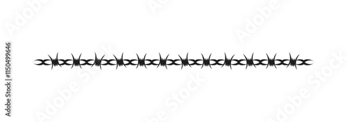 Barbed wire. Black barbwire, war or safety elements. Decorative borders design. Decorative Barbed Wire Border Graphic. Vector illustration