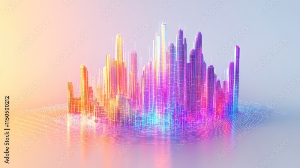 a futuristic holographic chart clipart, business analytics element, glowing 3D design, luminous colors, isolated on white background a futuristic holographic chart clipart, business analytics element, glowing 3D design, luminous colors, isolated on white background