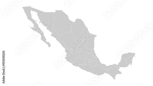 Mexico map animation. Animation of connecting all region country into a whole Mexico map with borders in the background with an alpha channel. Motion design.
