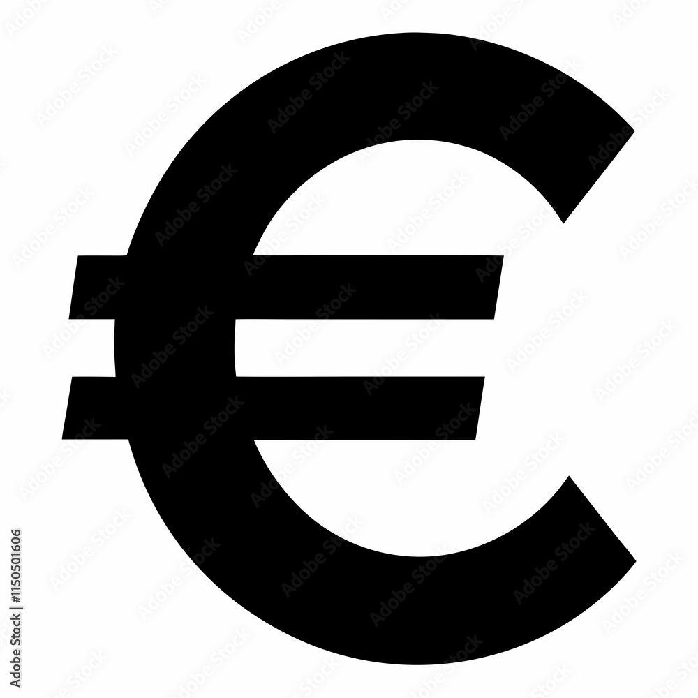 Euro Sign Black Silhouette Vector Euro Sign Black Silhouette Vector