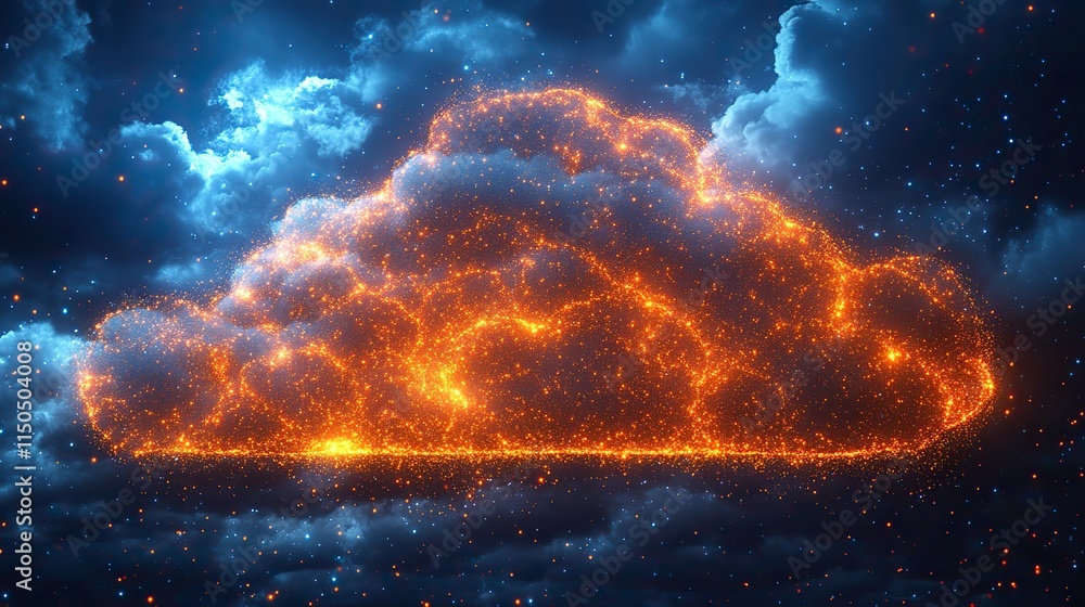 Fototapeta premium An abstract cloud symbolizes technology and cyberspace, representing connectivity and the internet