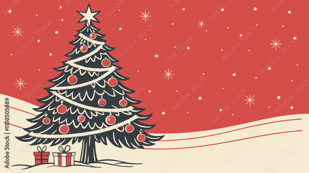 Merry Christmas and Happy New Year Card with Decorative Elements Merry Christmas and Happy New Year Card with Decorative Elements