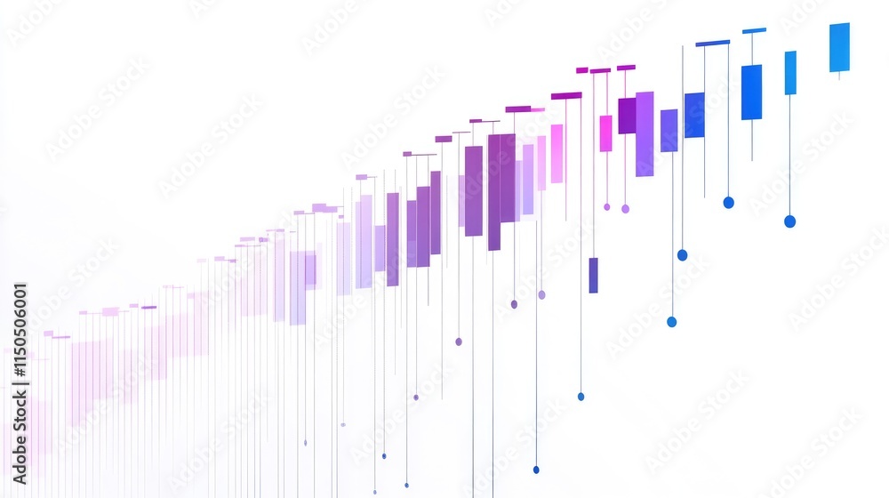 Obraz premium a sleek Gantt chart clipart, project management element, linear style, gradient blue to purple, isolated on white background