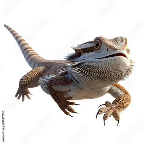 Bearded lizard isolated on white photo