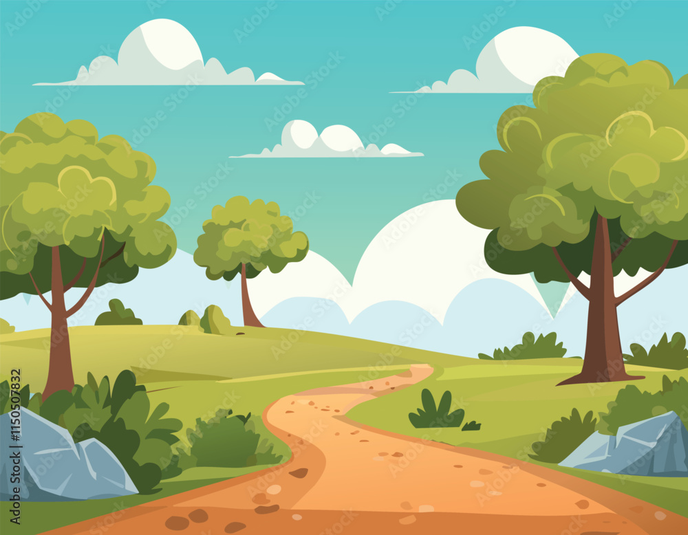 Fototapeta premium landscape with trees and hills