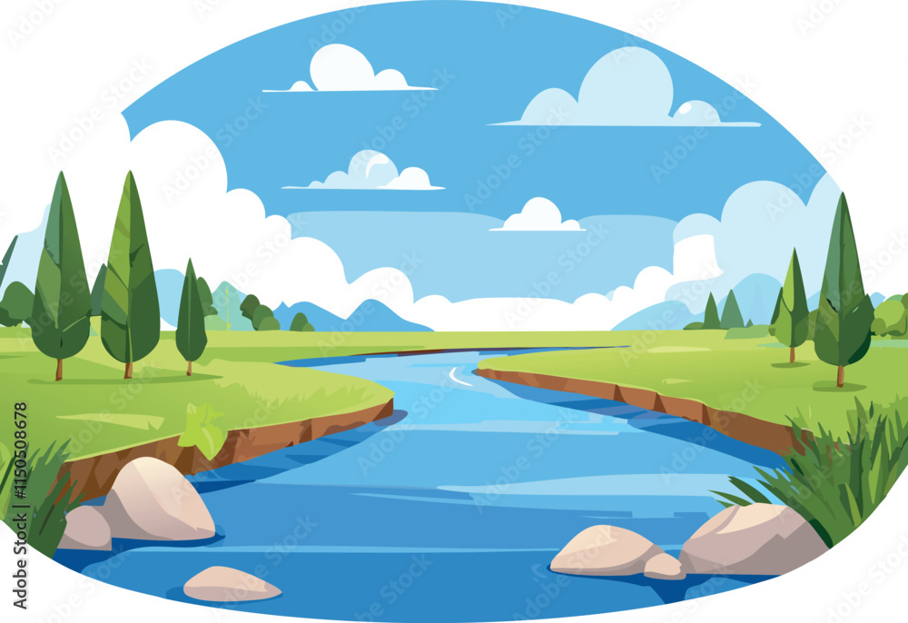 landscape with river and mountains landscape with river and mountains