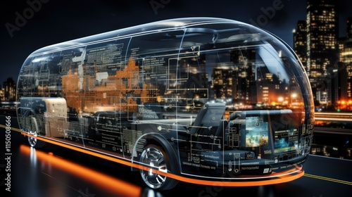 Futuristic Transparent Bus: A Glimpse into Autonomous Transportation photo