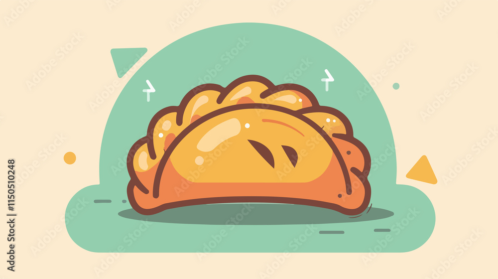 Simple Empanada Line Icon Flat Vector Illustration Simple Empanada Line Icon Flat Vector Illustration