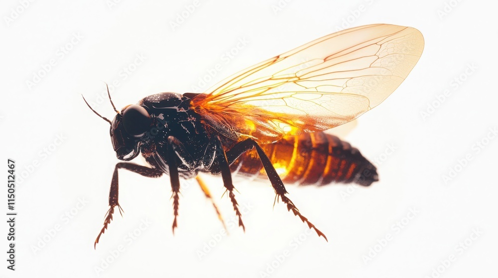 Close-Up of a Cicada Isolated on a White Background Close-Up of a Cicada Isolated on a White Background