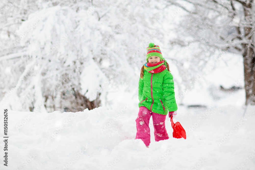 Girl on sled ride. Child sledding. Kid on sledge Girl on sled ride. Child sledding. Kid on sledge