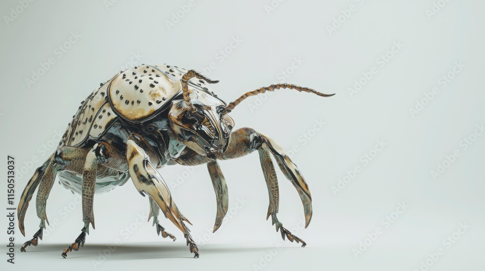 Fototapeta premium Detailed Close-Up of a Striking Colorful Beetle on Neutral Background