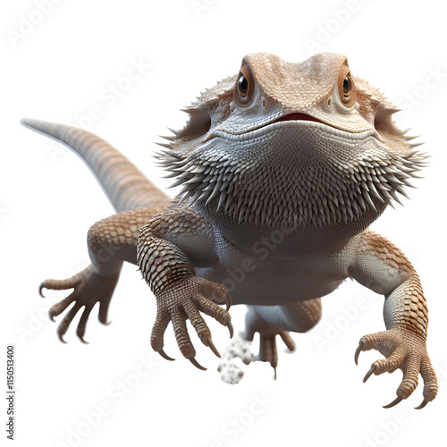 Bearded lizard isolated on white photo