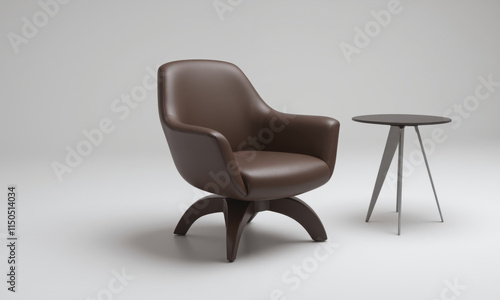 Mocha Musse AI-driven furniture that adapts to user preferences for ergonomics, comfort, and design. A deep mocha-colored lounge chair can photo