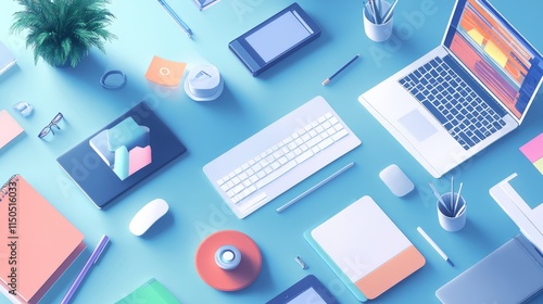 Wallpaper Mural Network flat design top view theme information technology water color vivid  Torontodigital.ca