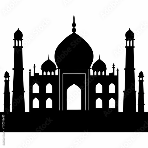 Taj Mahal Silhouette Vector Art