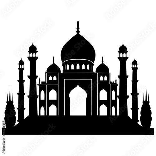 Taj Mahal Silhouette Vector Art