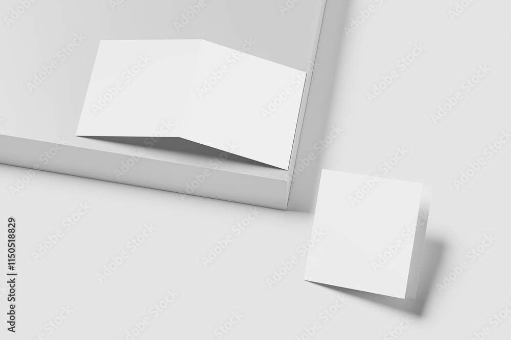 Blank square brochure white Blank square brochure white