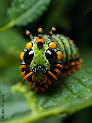 Detailed Macro Shot of Exotic Caterpillar generate by AI photo