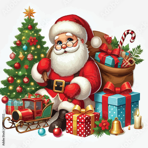 Christmas Santa Claus Isolated on white Background. Vector illustration. on white background -