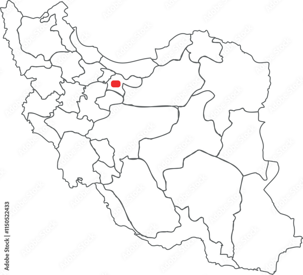 Map of Iran with Highlighted Capital Tehran Map of Iran with Highlighted Capital Tehran