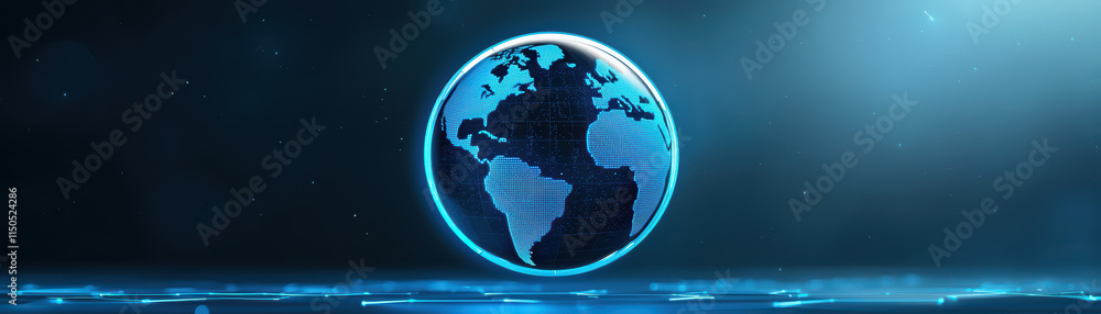 digital globe floating in mid air, showcasing futuristic design with glowing elements digital globe floating in mid air, showcasing futuristic design with glowing elements
