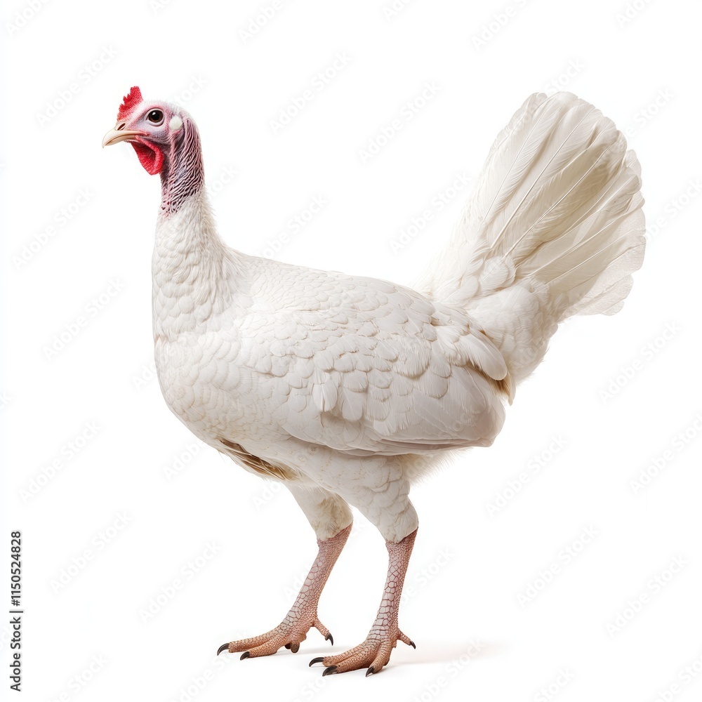 Fototapeta premium Stunning White Turkey Displayed in Isolation Against a Clean Background for Thanksgiving Inspiration
