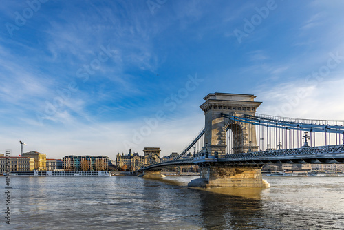 The Chain Bridge in Budapest, Hungary.