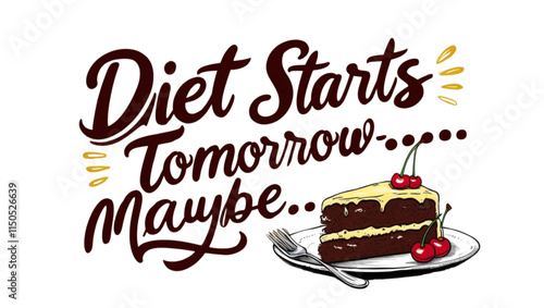 Diet Starts Tomorrow… Maybe – A Lighthearted Food Illustration