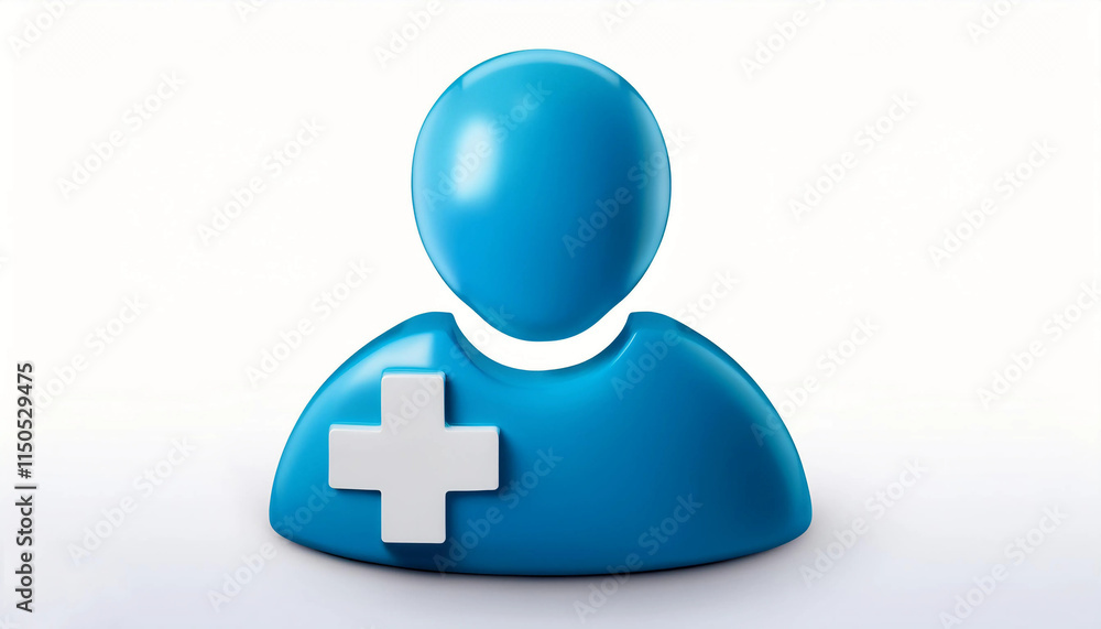Icon of a blue person with a medical cross isolate on white background. Simple and clean design ideal for illustration, medical and community-related concepts. Icon of a blue person with a medical cross isolate on white background. Simple and clean design ideal for illustration, medical and community-related concepts.