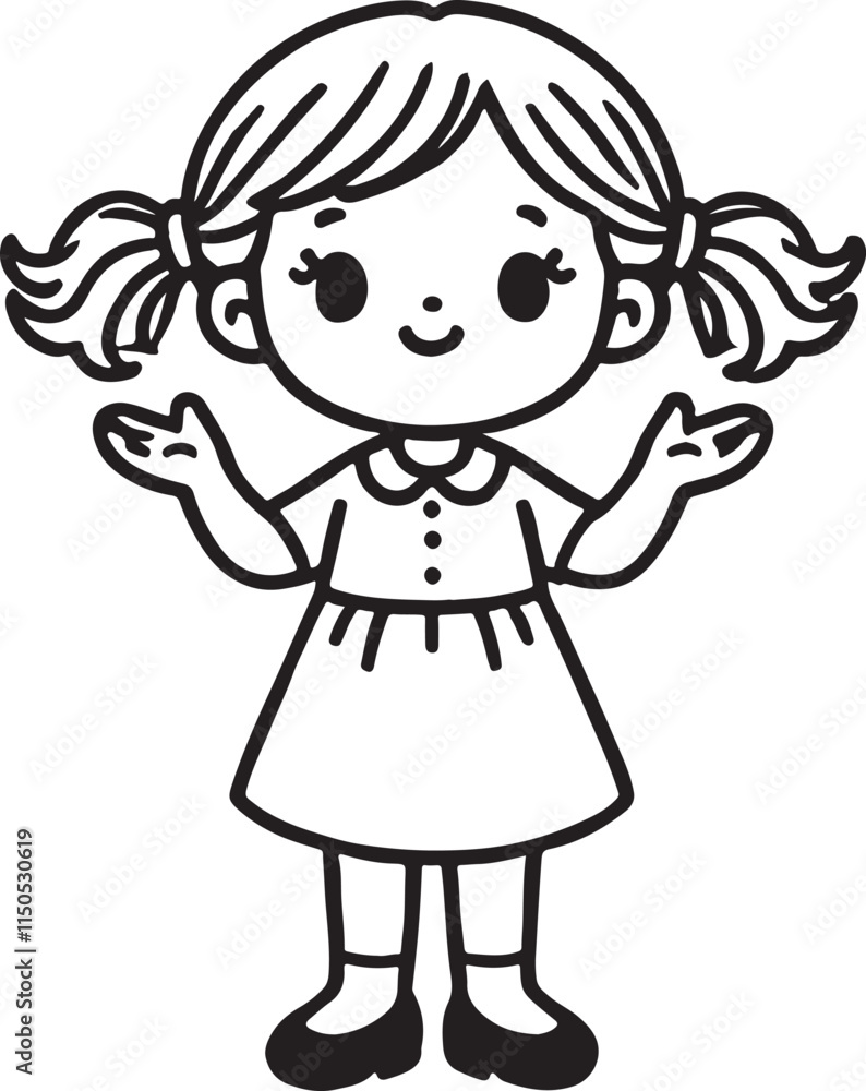 Cute little girl cartoon vector illustration Cute little girl cartoon vector illustration