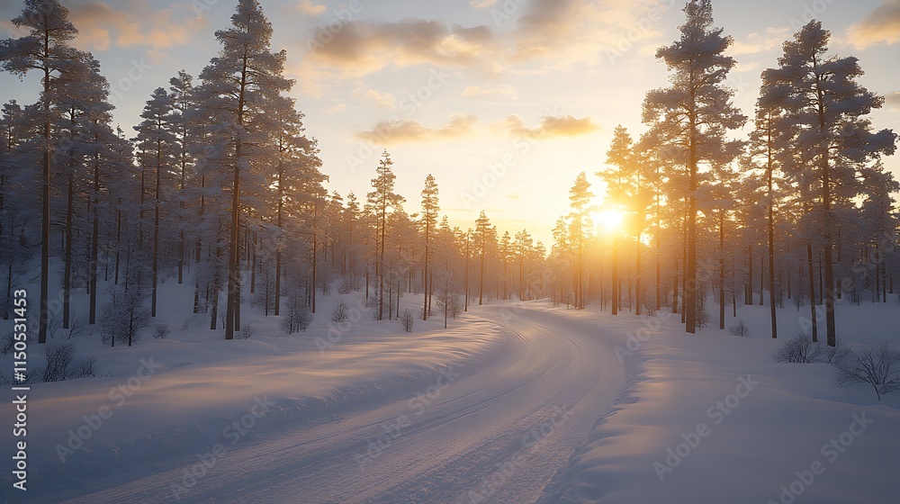 Fototapeta premium winter sunset in the city