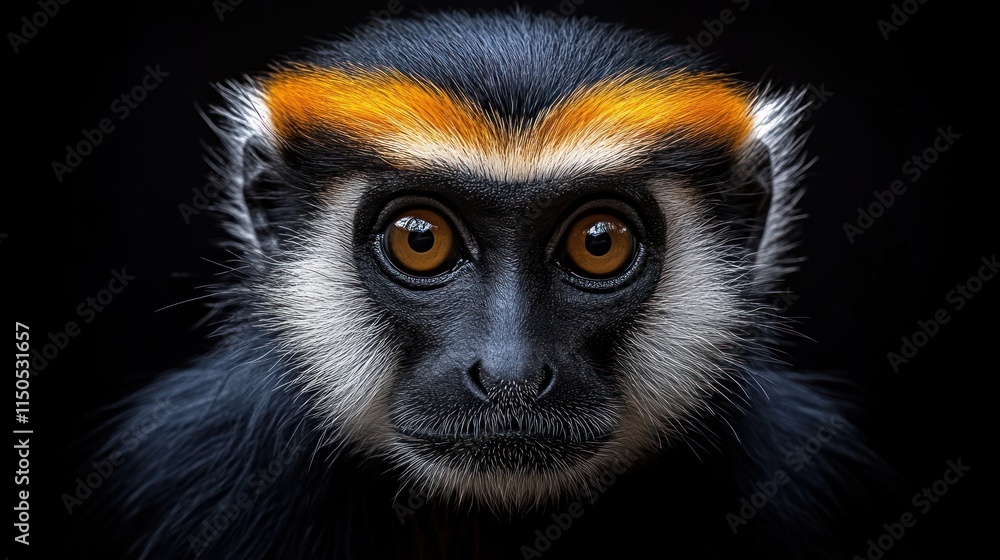 Close-up portrait of a monkey with orange hair. Close-up portrait of a monkey with orange hair.