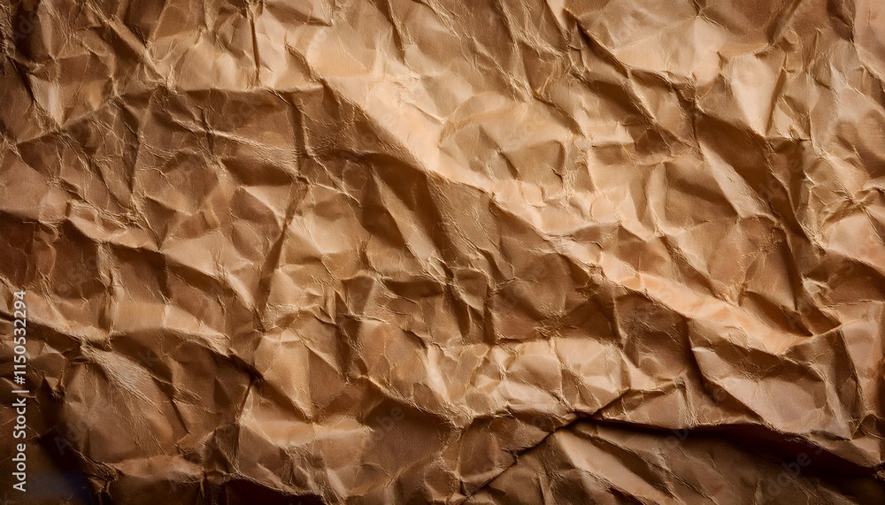 Close-up of a crumpled brown paper texture that is ideal for design purposes or backgrounds, showcasing creases and folds for aesthetic and creative use. Close-up of a crumpled brown paper texture that is ideal for design purposes or backgrounds, showcasing creases and folds for aesthetic and creative use.