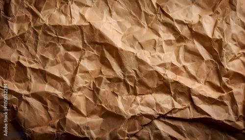 Wallpaper Mural Close-up of a crumpled brown paper texture that is ideal for design purposes or backgrounds, showcasing creases and folds for aesthetic and creative use. Torontodigital.ca