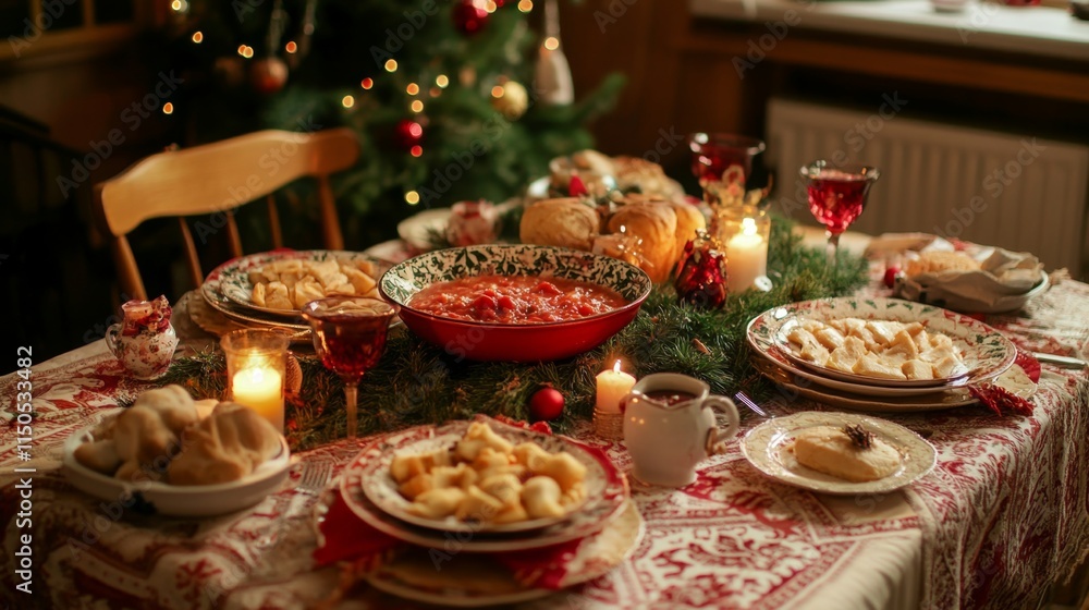Fototapeta premium A Festive Christmas Dinner Table