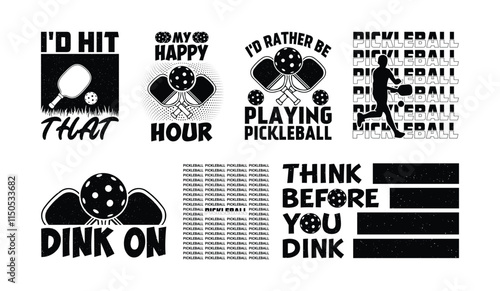Pickleball T shirt Design Bundle, Pickleball typography T shirt design Collection, Pickleball vector T shirt design,