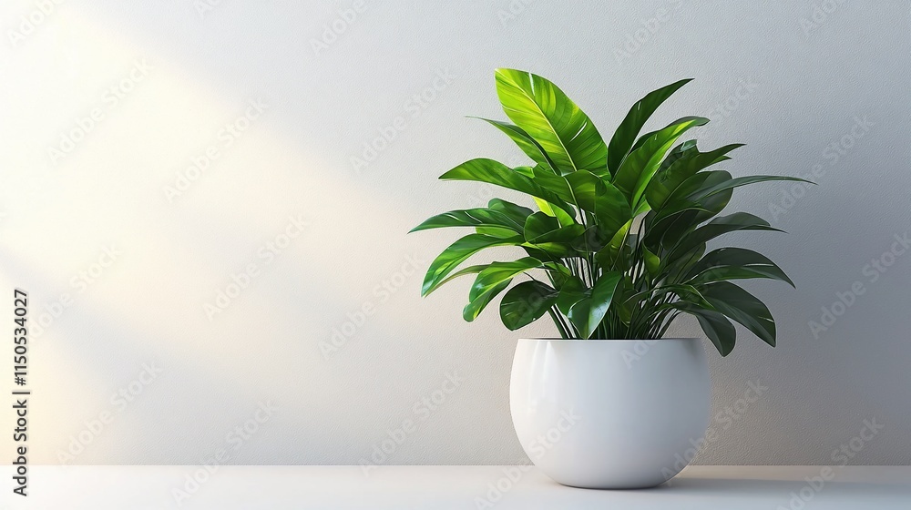 Lush Green Plant in a White Modern Pot Lush Green Plant in a White Modern Pot
