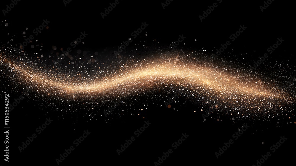 A light brownish-gold wavy streak of particles against a black background.
A light brownish-gold wavy streak of particles against a black background.