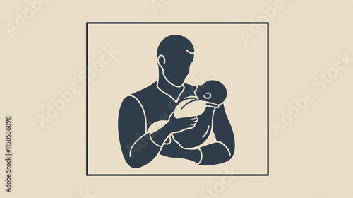 Father holding newborn baby, changing and nursing