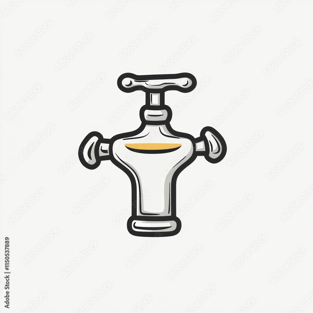 A stylized illustration of a valve with liquid inside A stylized illustration of a valve with liquid inside